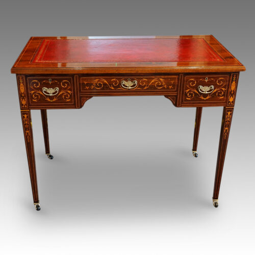 Edwardian inlaid rosewood writing table