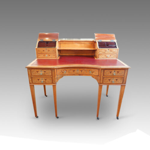 Edwardian inlaid satinwood ladies deskflaps open