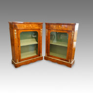 Pair of Victorian walnut inlaid pier cabinets