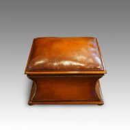 Victorian square leather and mahogany ottoman