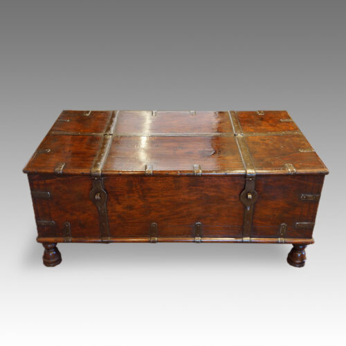 Antique Colonial hardwood merchants chest, Large