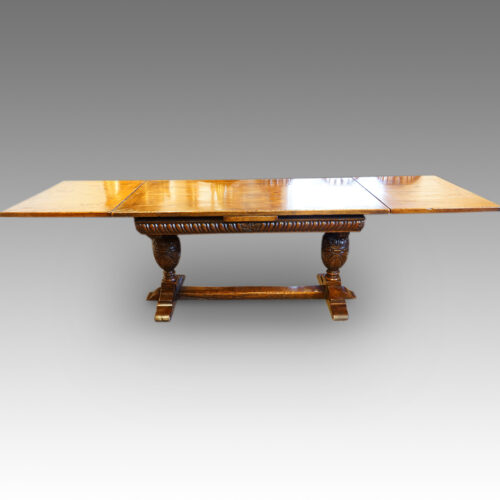 Oak refectory draw-leaf dining table