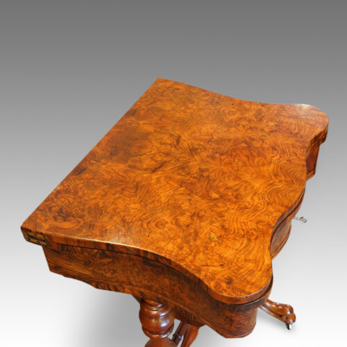Victorian burr walnut games table