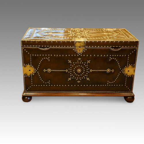 Brass and leather bound chst in the Regency manner