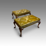 Pair of mahogany large leather stools