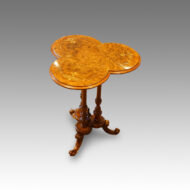 Victorian inlaid walnut clover top wine table