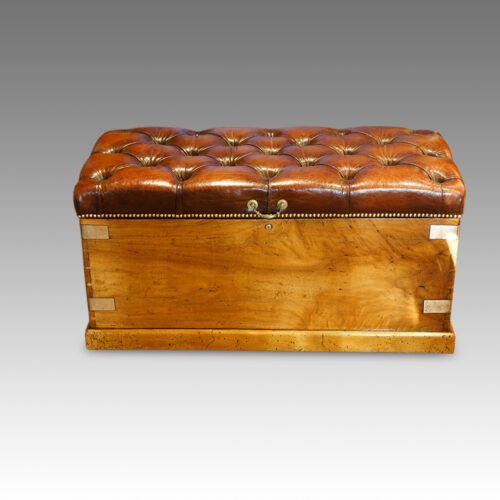 Victorian leather Camphorwood ottoman