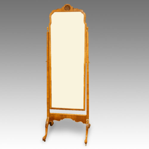 Walnut 1920's cheval dressing mirror