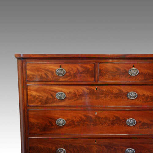 Large Victorian mahogany chest of drawers detail front