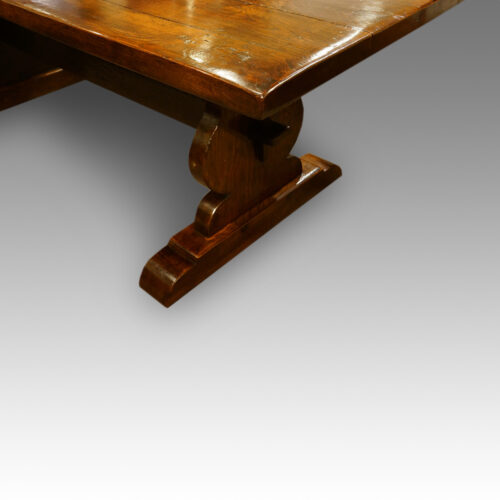 Large oak refectory dining table foot
