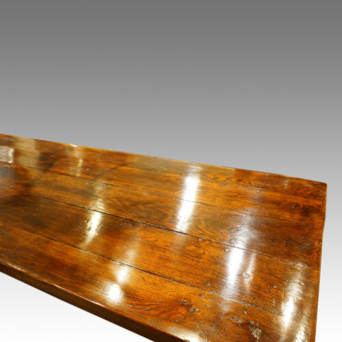Large oak refectory dining table planked top