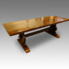 Large oak refectory dining table side view