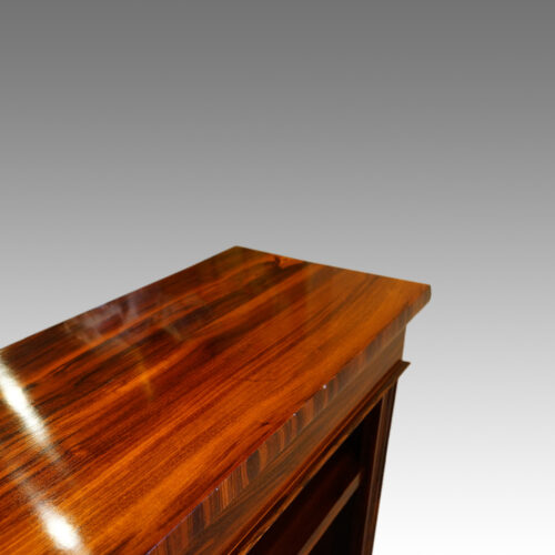 Victorian Goncalo Alves open bookcase grain detail