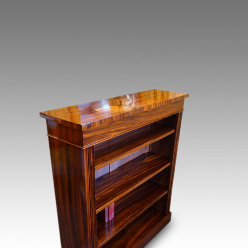 Victorian Goncalo Alves open bookcase side view