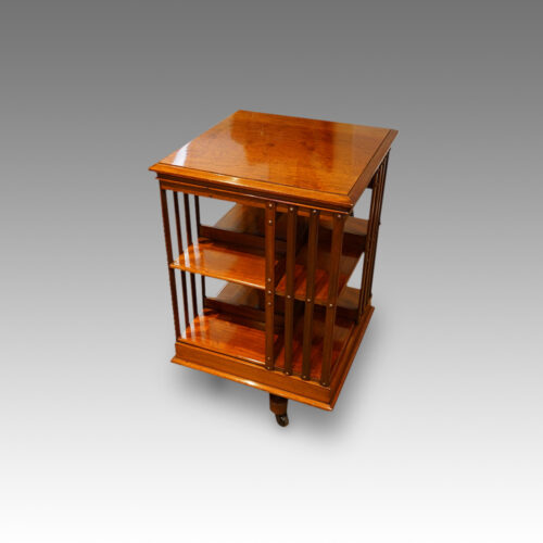 Victorian mahogany revolving bookcase side view