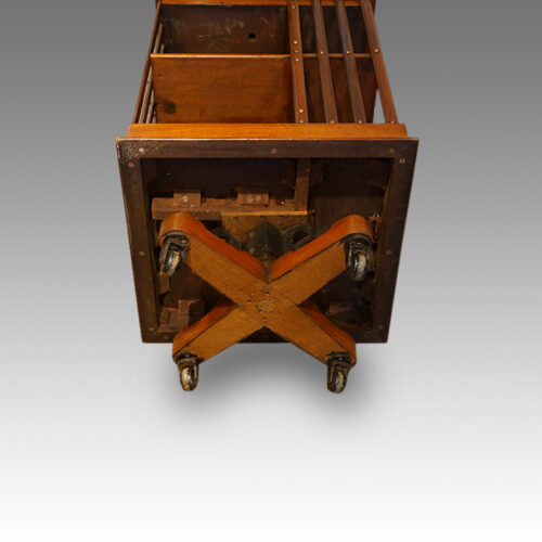 Victorian mahogany revolving bookcase underneath view