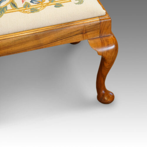 Walnut 1920's double fender foot stool cabriole leg