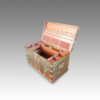Antique Victorian teak brass bound military chest with some original paint interior
