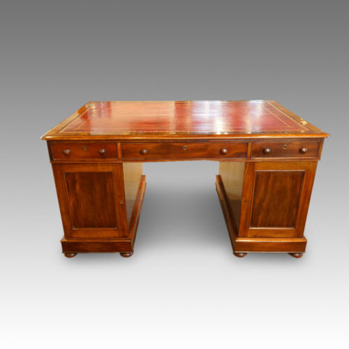 Early Victorian mahogany partners desk rear view