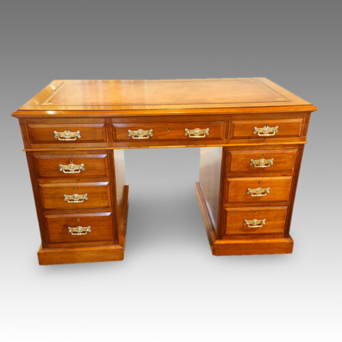 Edwardian Maple & co walnut pedestal desk front view