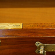 Edwardian Maple & co walnut pedestal desk makers stamp