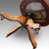 Edwardian oak spindle back revolving desk chair base view