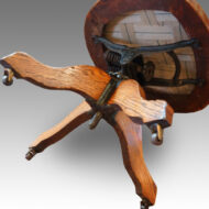 Edwardian oak spindle back revolving desk chair base view
