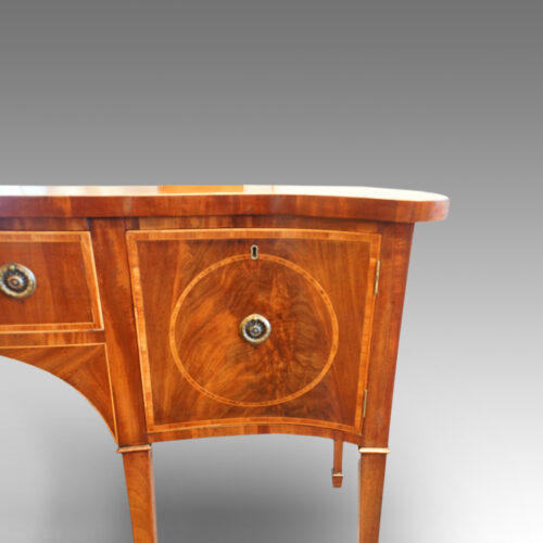 Georgian serpentine mahogany inlaid sideboard cupborad door