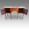Georgian serpentine mahogany inlaid sideboard doors open