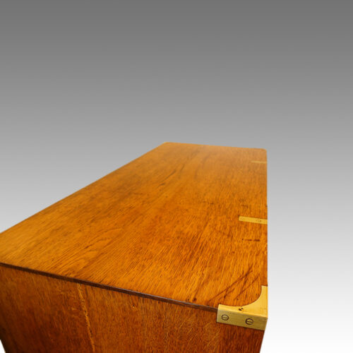 Victorian oak brass bound military chest top view (1)