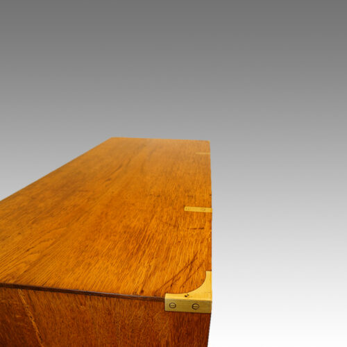 Victorian oak brass bound military chest topview 2