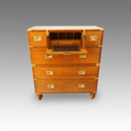 Victorian oak brass bound military chest with desk open