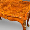 Victorian serpentine inlaid walnut card table detail top