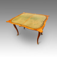 Victorian serpentine inlaid walnut card table open
