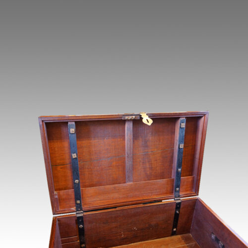 Victorian teak campaign chest lid