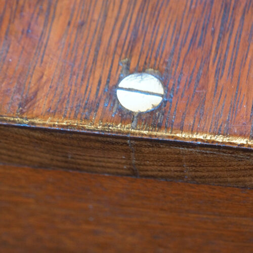 Victorian teak campaign chest screw detail