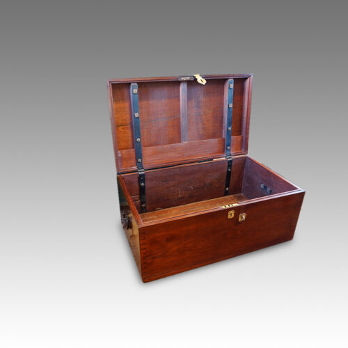 Victorian teak campaign chest interior