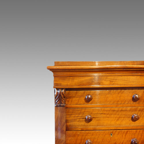 Victorian walnut secretaire Wellington chest detail