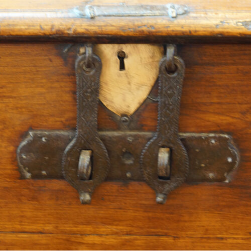 Antique Colonial valuables chest, lock