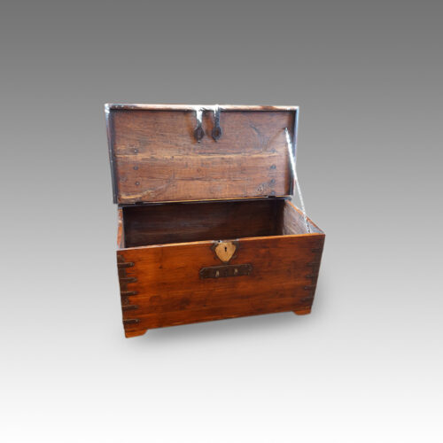 Antique Colonial valuables chest,open