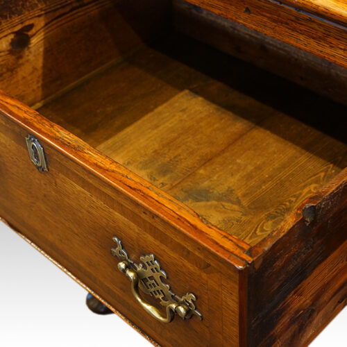 Antique oak cabriole leg dresser base with inlay drawer
