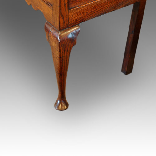 Antique oak cabriole leg dresser base with inlay leg