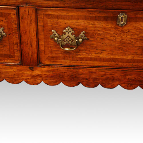Antique oak cabriole leg dresser base with inlay shaped apron