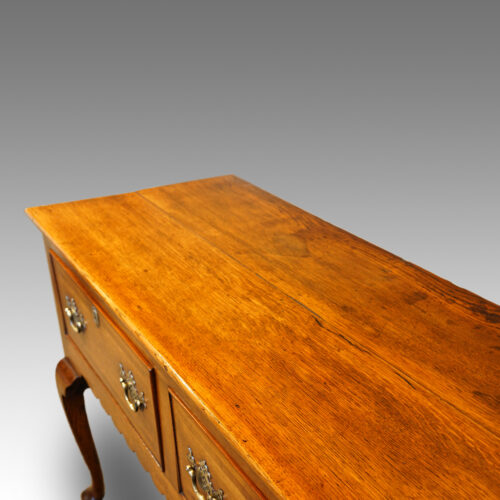 Antique oak cabriole leg dresser base with inlay upper view