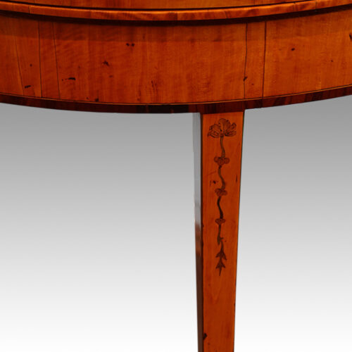 George III satinwood large demi lune card-table leg detail