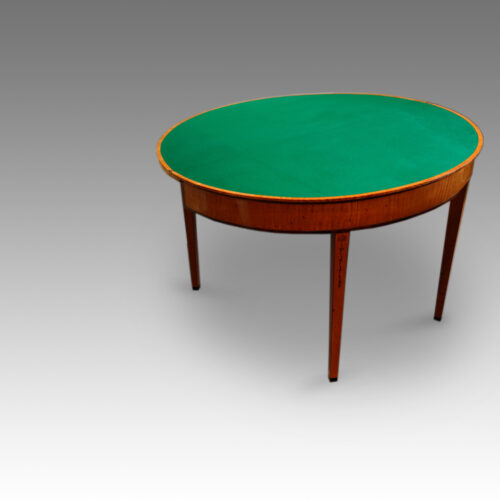 George III satinwood large demi lune card-table open