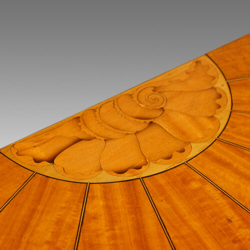 George III satinwood large demi lune card-table shell inlay