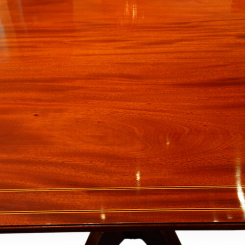 Regency style twin pillar mahogany dining table with line inlay top (2)