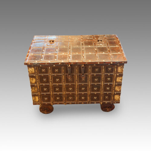 Small Indian iron bound marriage chest