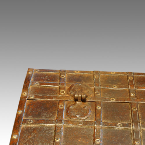 Small Indian iron bound marriage chest detail
